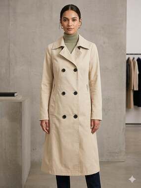 Merona Women's Water Repellent Double Breasted Trench Coat Beige Size Medium